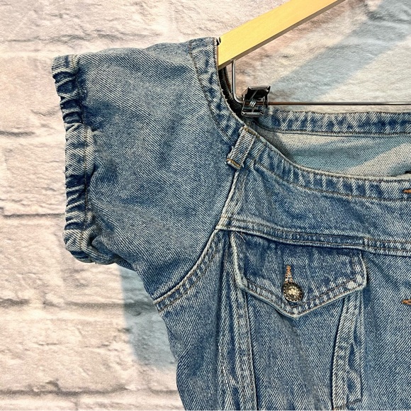 Vintage 90’s Women’s Large Fiorucci Denim Off the Shoulder Fitted Corset Top - Picture 6 of 13